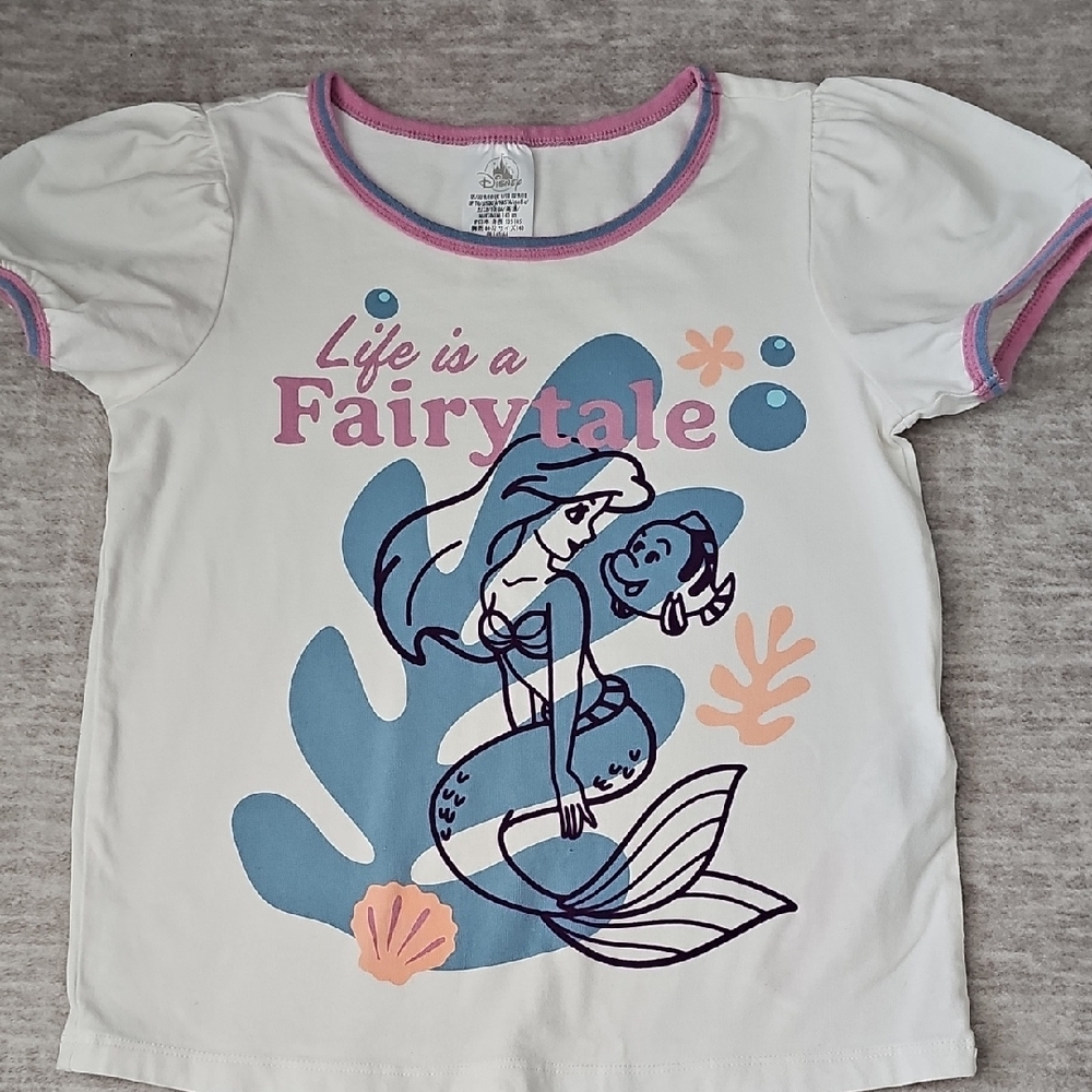 2 for $16 Disney White Tee with Pink/blue Trim & Blue Little Mermaid Graphic